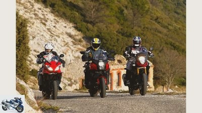 1000cc travel enduro bikes from Suzuki, Kawasaki and Triumph put to the test