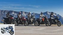 2017 travel enduros from BMW, Ducati, Honda, KTM and Triumph in a comparison test