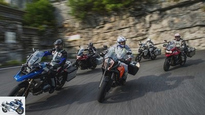 2017 travel enduros from BMW, Ducati, Honda, KTM and Triumph in a comparison test