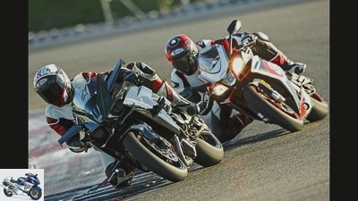 Aprilia RSV4 RF vs. Kawasaki H2R in comparison test