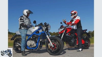 Retro bike Honda Xpresso V4 and Honda CB 1000 R in comparison test