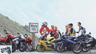 Six motorcycles in the Alps