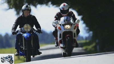 On the move with Majestic 350 from 1930 and Bimota Tesi 1D-SR from 1992