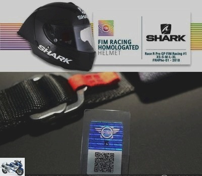 Helmets - The first motorcycle racing helmet approved by the FIM is the Shark Race-R Pro GP -