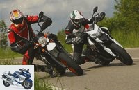 Supermoto test Ducati Hypermotard 939 and KTM 690 SMC R