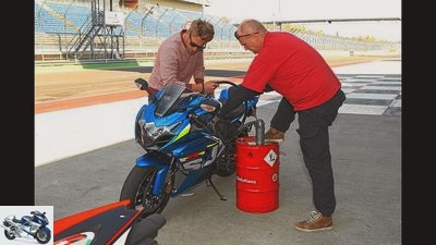 Supersport motorcycles in comparison test on the racetrack