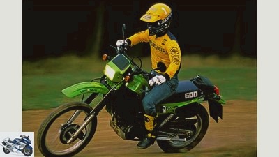 Suzuki DR 600 S, Kawasaki KLR 600 and Yamaha XT 600 test from 1984