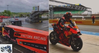 Spanish GP - The MotoGP KTM team in private practice at Le Mans with Zarco and Espargaro -