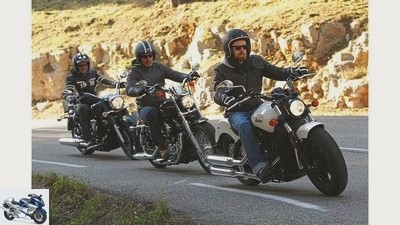 Harley-Davidson Sportster 1200 Custom, Indian Scout Sixty, Yamaha XVS 1300 A Midnight Star