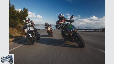 Honda CB 1000 R, Kawasaki Z 1000 SE, Yamaha FZ1 in the test