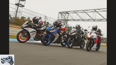 Honda CBR 300 R, Kawasaki Ninja 300, KTM RC 390 and Yamaha YZF-R3 in the test