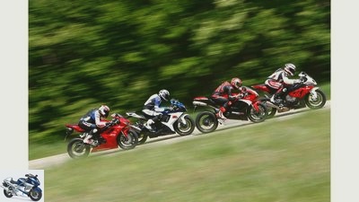 BMW, Ducati, Suzuki and Triumph super sports cars in a comparison test