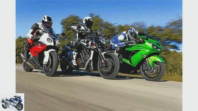 BMW, Yamaha and Kawasaki Powerbikes in the test