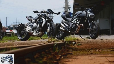 Ducati Diavel Carbon and MV Agusta Brutale 800 Dragster in the test