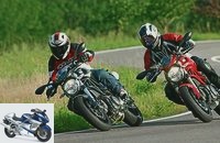 Ducati Monster 696-Monster 1100 Evo - naked bikes in comparison