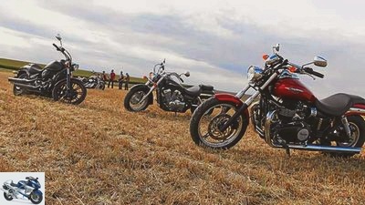 Triumph, Harley Davidson, Kawasaki and Honda Cruiser in the test