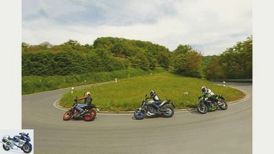 Kawasaki Z 300, KTM 390 Duke and Yamaha MT-03 in the test