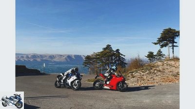 Ducati Panigale 899 and Suzuki GSX-R 750 in the test