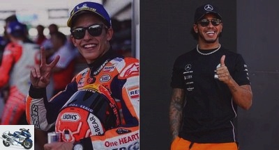 Drivers and teams - Marc Marquez and Lewis Hamilton ready for a MotoGP-F1 duel! -