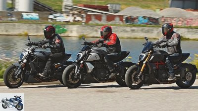 Ducati XDiavel, Diavel 1260 and Diavel 1260 S in the test