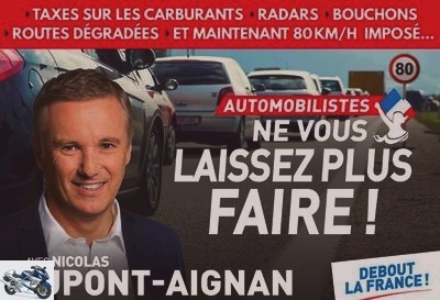Radars - Nicolas Dupont-Aignan suggests that the Prime Minister experiment with 80 km-h ... in his department! -