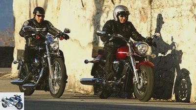 Comparison test Harley-Davidson Sportster 1200 Custom against Yamaha XVS 1300 A Midnight Star