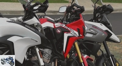 All Comparisons - Comparison test Multistrada 950 Vs Africa Twin Vs V-Strom 1000: right on target - Multistrada Vs Africa Vs V-Strom page 5: technical and commercial sheets
