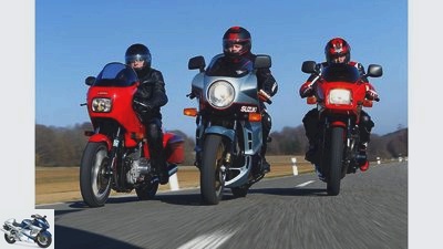 Air-cooled big bikes Kawasaki GPZ 1100 UT, Laverda RGS 1000 and Suzuki GSX 1100 EF