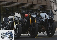 All Comparisons - MT-09 Vs Street Triple Vs Z800 e: the 3-legged Yam 'against the roadster references! - Practical aspects and equipment
