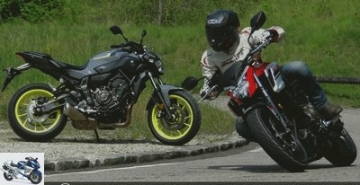 All the Duels - Duel CB650F Vs MT-07: the traditional 4-legged Honda against the sensational CP2 Yamaha - Duel CB650F Vs MT-07 page 3 - The twin cylinder of Yamaha rants, but struggles