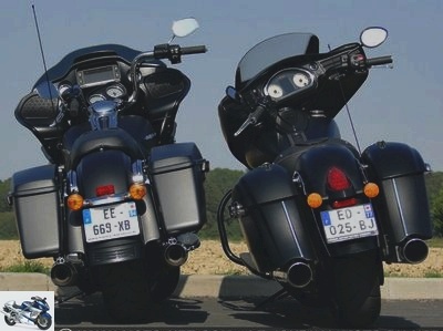 All Duels - Duel Indian Chieftain Dark Horse Vs Harley-Davidson Road Glide Special 107: riders on the standards - Page 1 - Static: Harley bends in eight to counter Indian