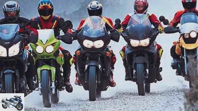 Comparative test travel enduro bikes: Aprilia ETV 1000 Caponord, BMW R 1150 GS, Honda Varadero 1000, Suzuki DL 1000 V-Strom, Triumph Tiger 955i