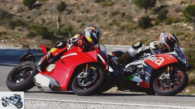 Comparison test of V4 superbikes Ducati Panigale V4 S Aprilia RSV4 RF