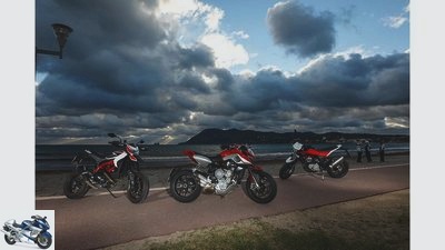 MV Agusta Rivale, Ducati Hypermotard SP and Husqvarna Nuda 900 R in the test