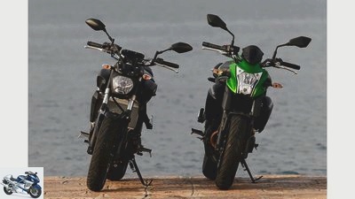 Yamaha MT-07 and Kawasaki ER-6n in comparison test