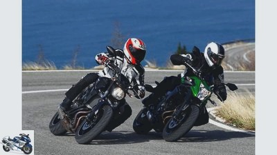 Yamaha MT-07 and Kawasaki ER-6n in comparison test