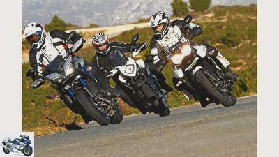 Yamaha MT-09 Tracer, MV Agusta Stradale 800 and Triumph Tiger 800 XRx