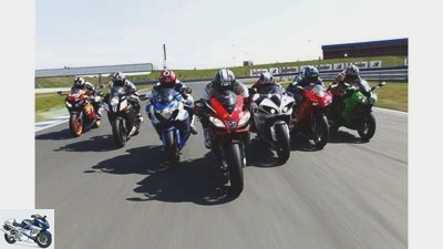 Aprilia RSV4 Factory, Ducati 1198S, Honda Fireblade, Kawasaki Ninja ZX-10R, KTM 1190 RC8 R, Suzuki GSX-R 1000, Yamaha YZF-R1