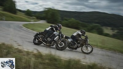 Yamaha XSR 700 and Ducati Scrambler Cafe Racer in the test