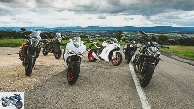A family comparison of bikes from KTM, Ducati and Kawasaki