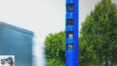 Blue speed camera control pillars for truck tolls