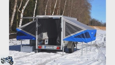 Farfalla Camper: Folding caravan for camping and motorcycle transport