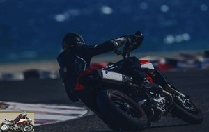 The Ducati Hypermotard 950 SP on a curve