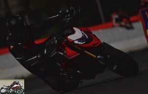 The Ducati Hypermotard 950 SP in a corner