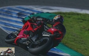 The Ducati Panigale V4 R on a curve