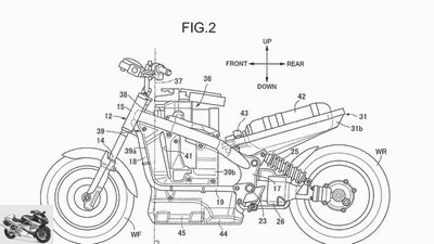 Honda has filed patents on a fuel cell motorcycle.