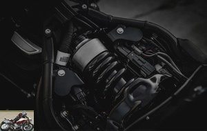 The model goes from Dyna to Softail with a central shock absorber