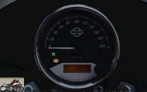 The meter now displays the gear engaged and the engine speed