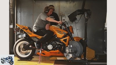 Performance measurement test bench for motorcycle tests
