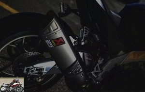 The Akrapovic silencer of the RSV4 1100 Factory